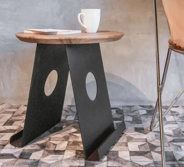 Side table, teak and metal, by Mobelindo