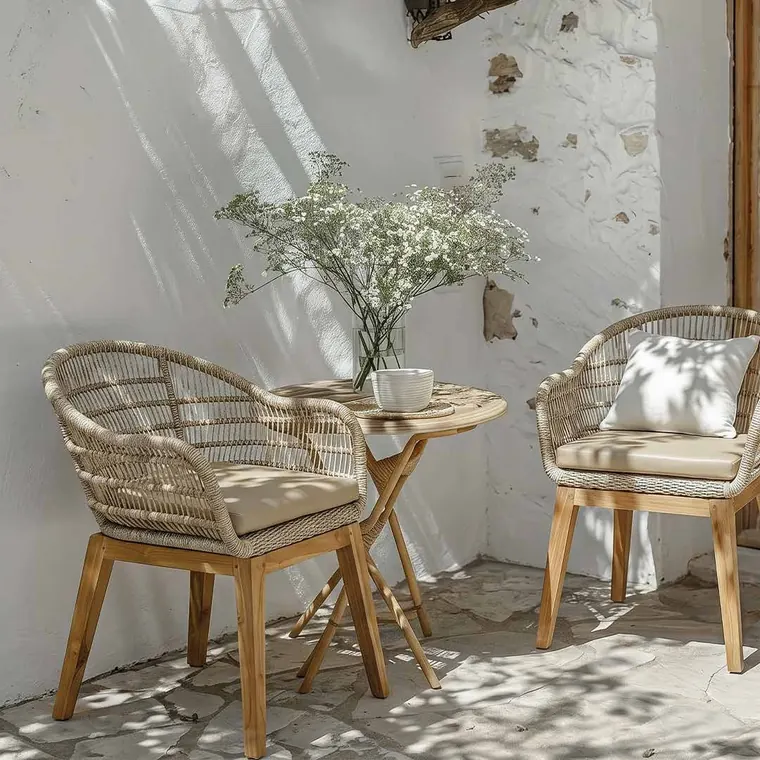 Synthetic rattan and rope lounge chairs by Mobelindo