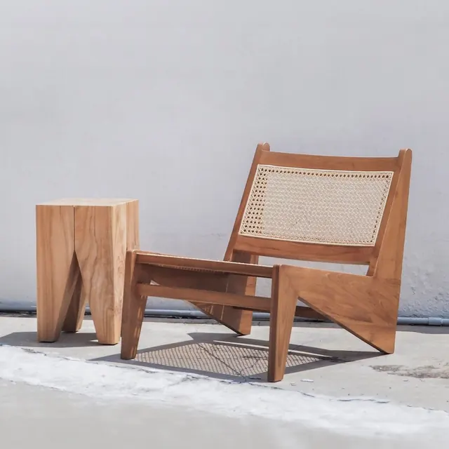 Sillón Hamburg de teca maciza y rattan, de Mobelindo