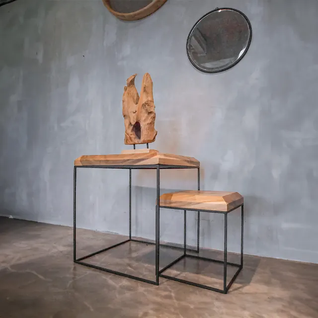 Biseau side table, solid teak, by Mobelindo