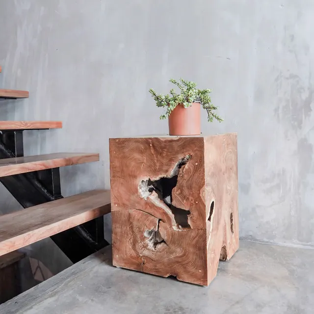 Saturn side table, solid teak, by Mobelindo
